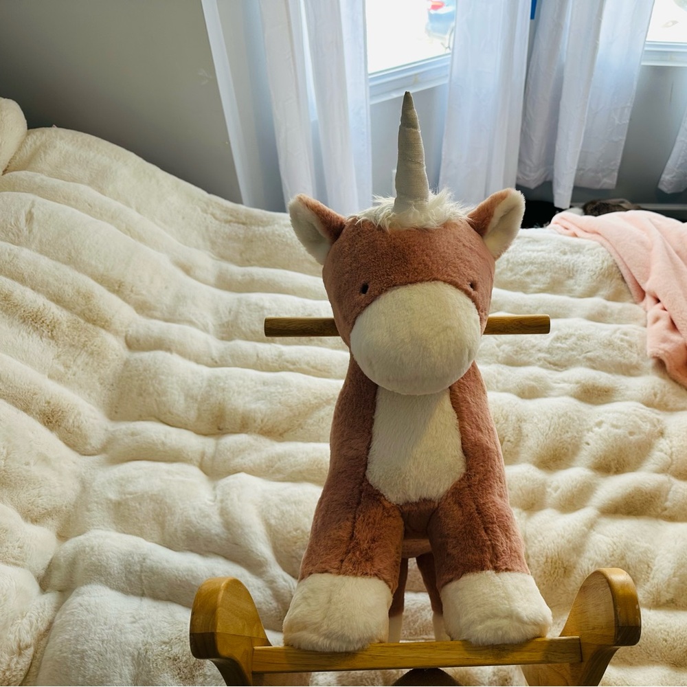 Pottery Barn Kids Brown and White Rocking Unicorn - Picture 7 of 7
